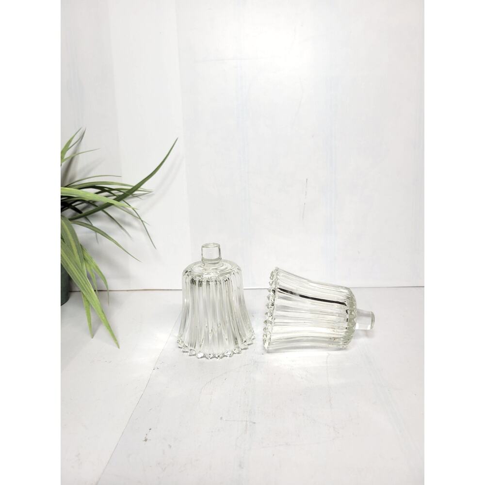 2 Vintage Clear Votive Cups Pegged, Ribbed Pair Candle Sconce Holders